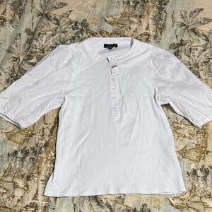 JCREW NWT White Henley Short sleeve Top Large